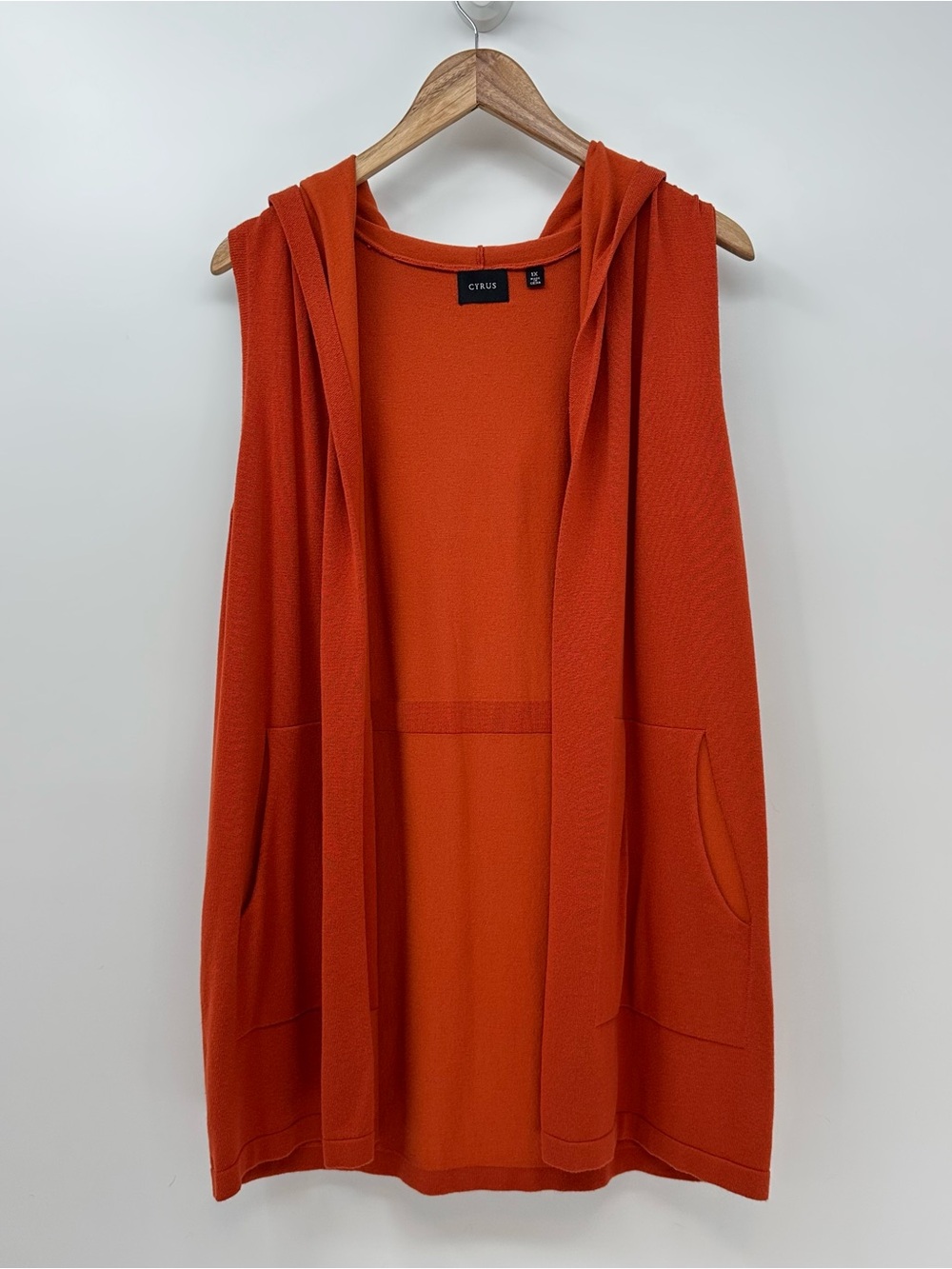 Cyrus Burnt Orange Knit Hooded Duster Size XL